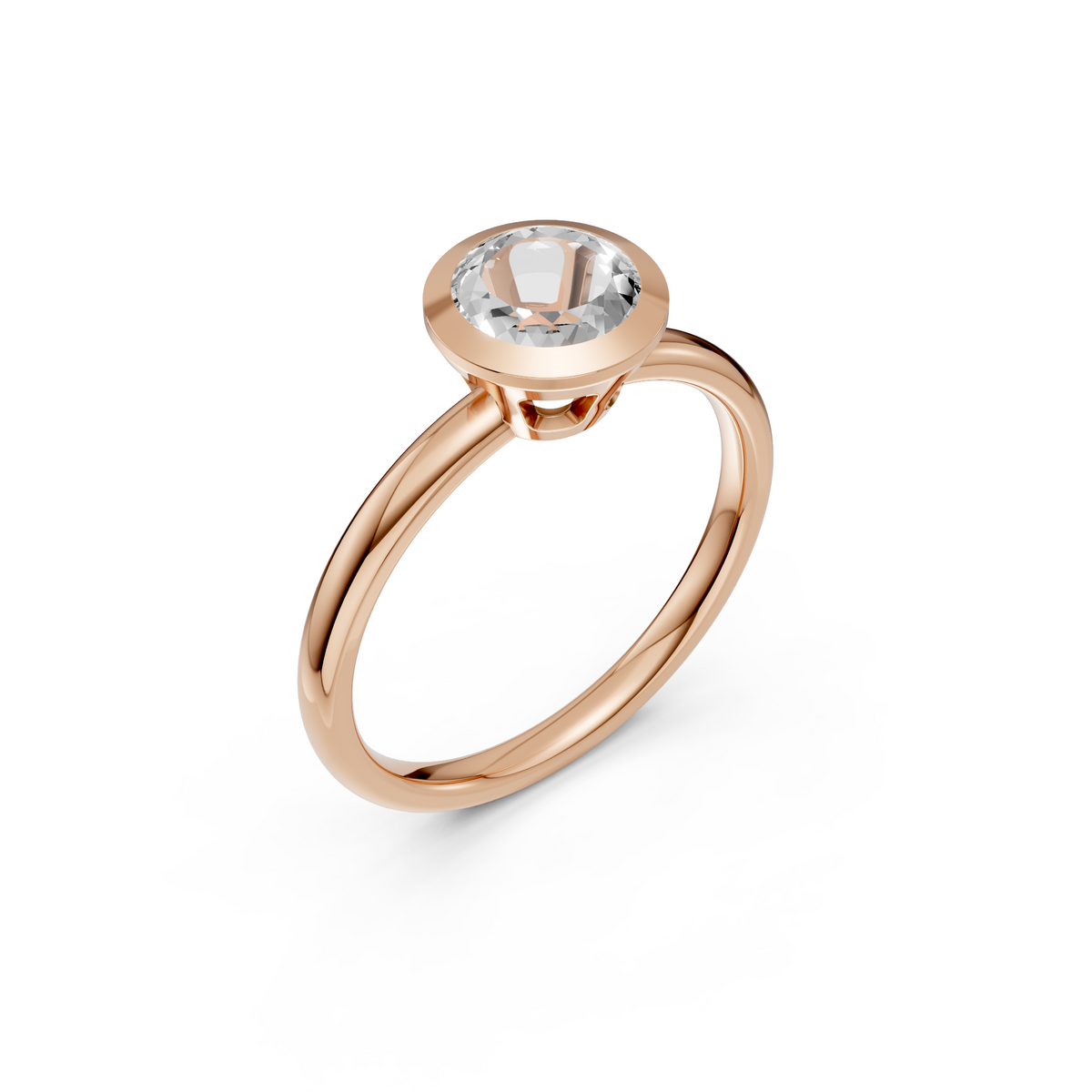 Minimalist Rose Cut Lab Diamond Solitaire Engagement Ring