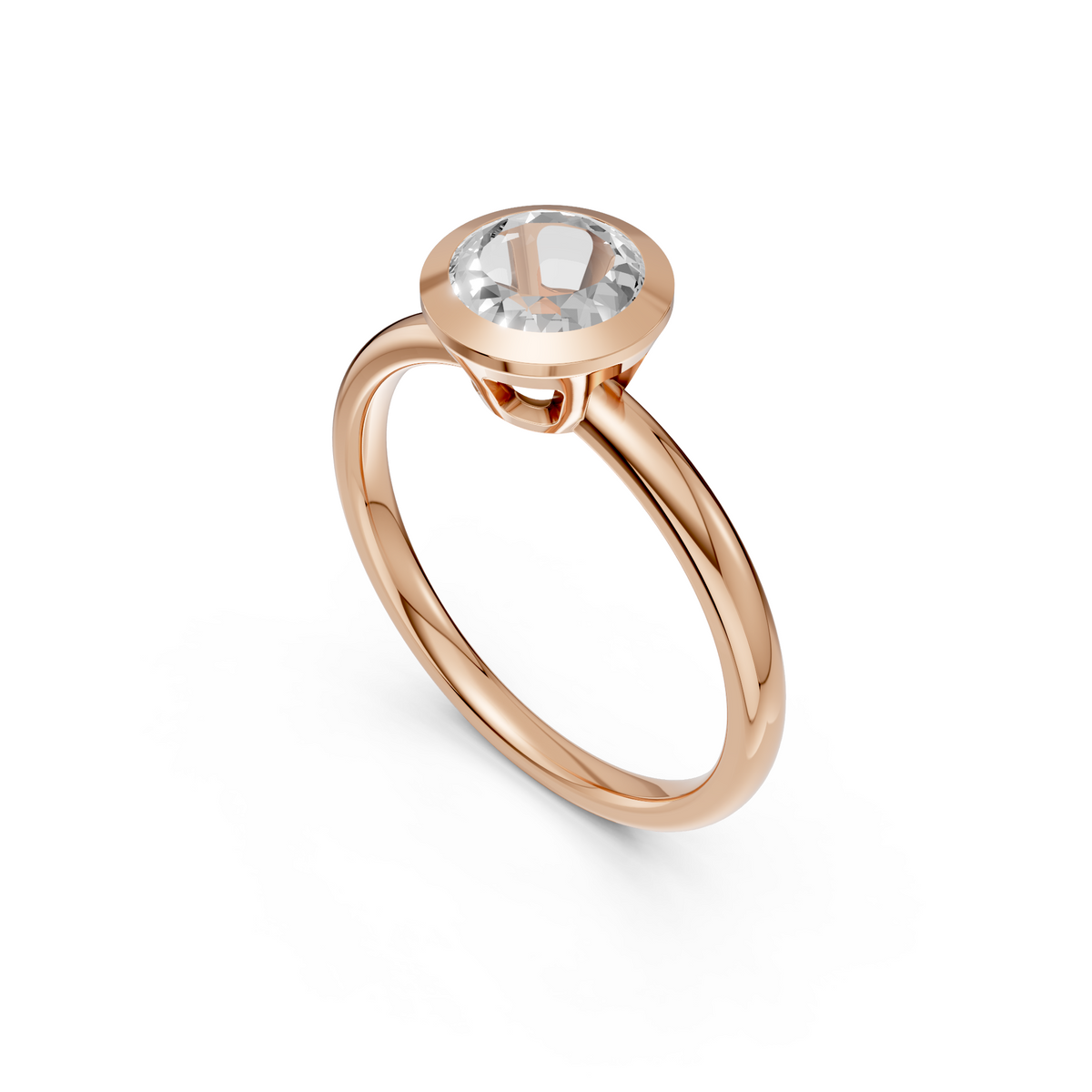 Minimalist Rose Cut Lab Diamond Solitaire Engagement Ring