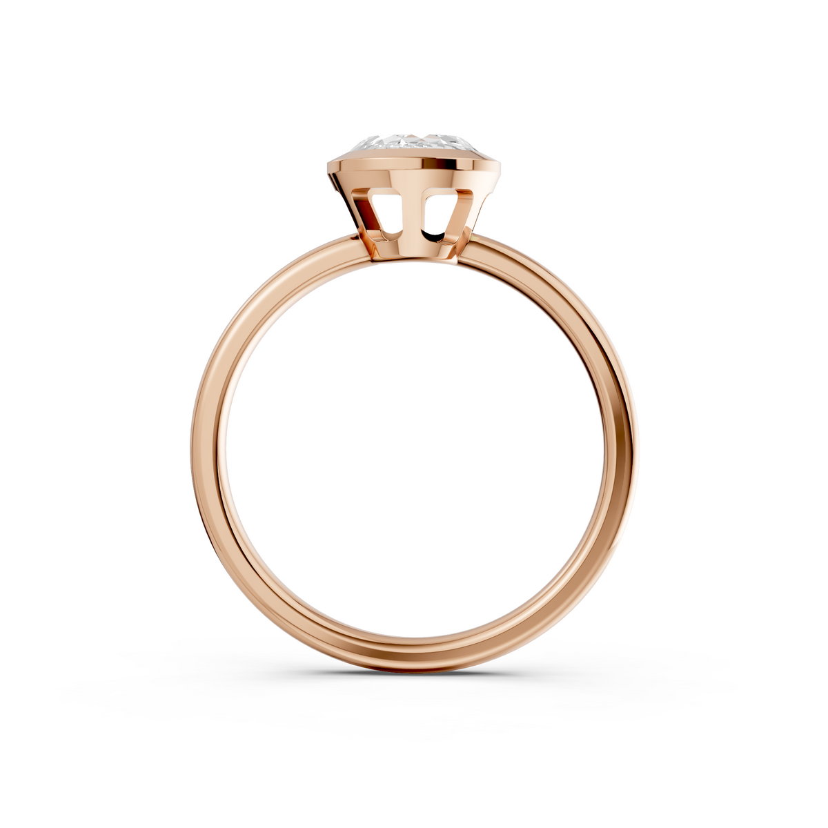 Minimalist Rose Cut Lab Diamond Solitaire Engagement Ring