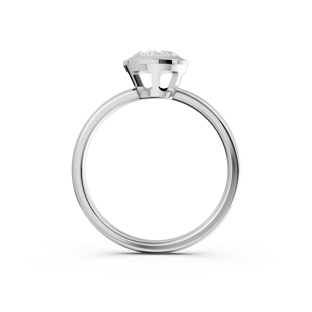 Minimalist Rose Cut Lab Diamond Solitaire Engagement Ring