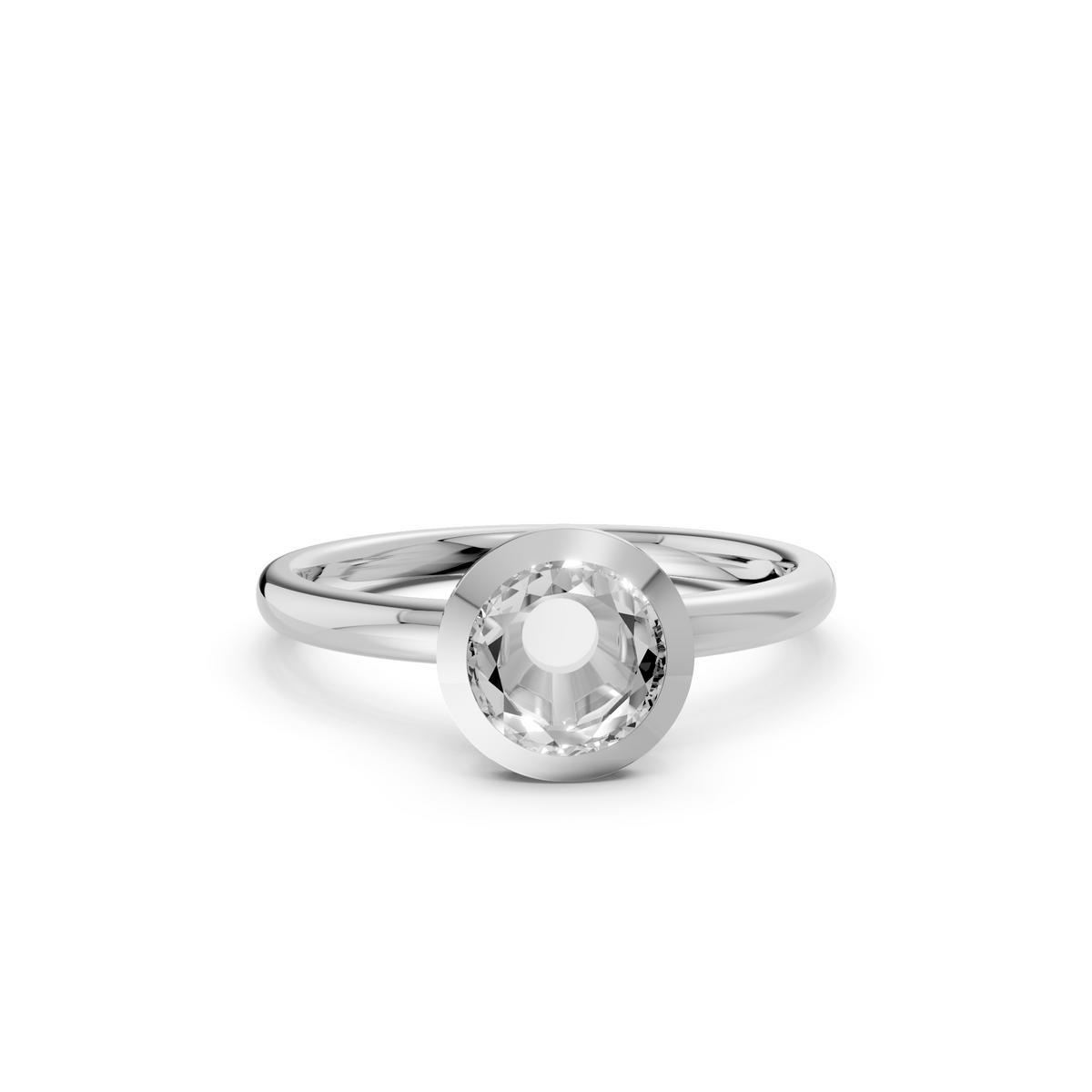 Minimalist Rose Cut Lab Diamond Solitaire Engagement Ring