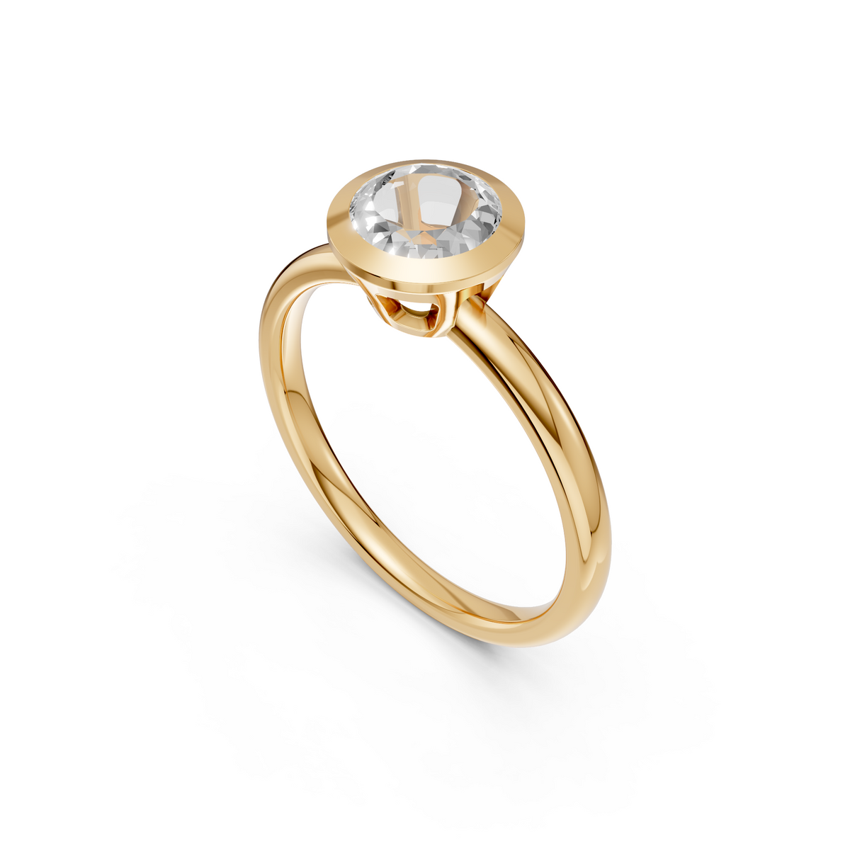 Minimalist Rose Cut Lab Diamond Solitaire Engagement Ring