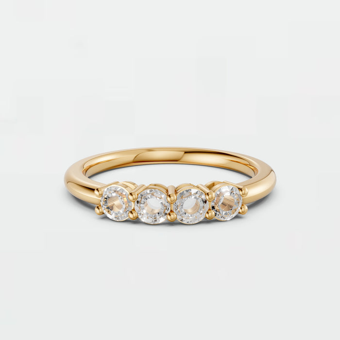 Lunara Four Stone Rose Cut Diamond Wedding Band
