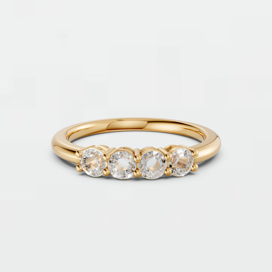 Lunara Four Stone Rose Cut Diamond Wedding Band