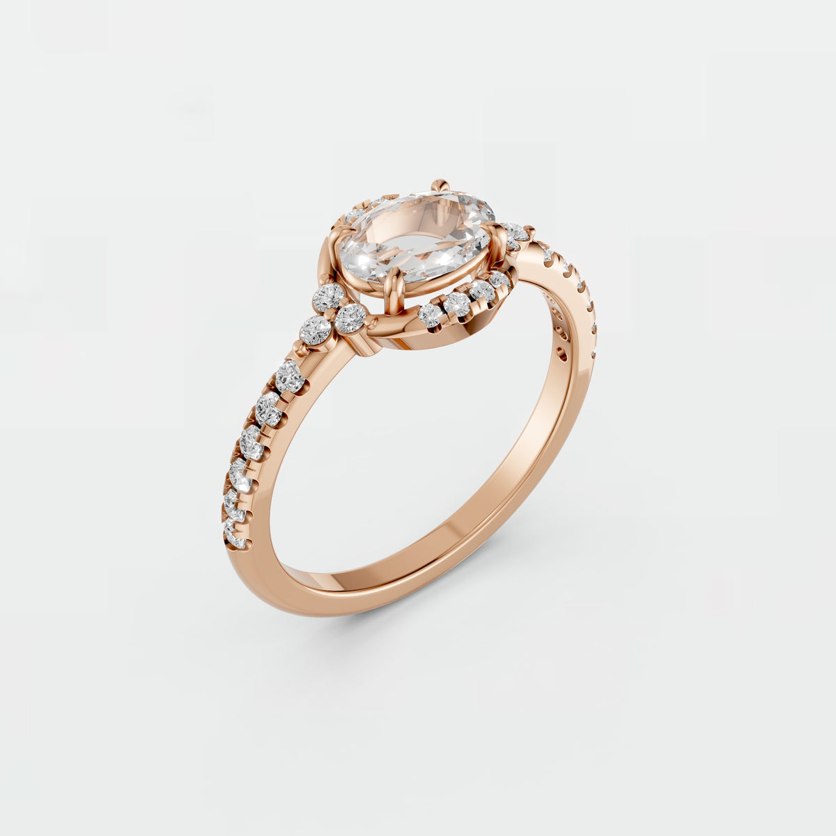 Odette Oval Halo Diamond Engagement Ring