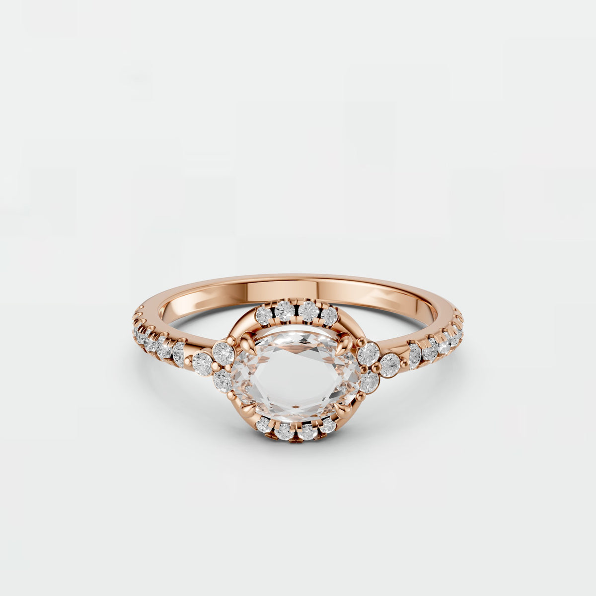 Odette Oval Halo Diamond Engagement Ring