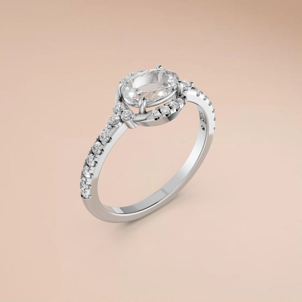 Odette Oval Halo Diamond Engagement Ring