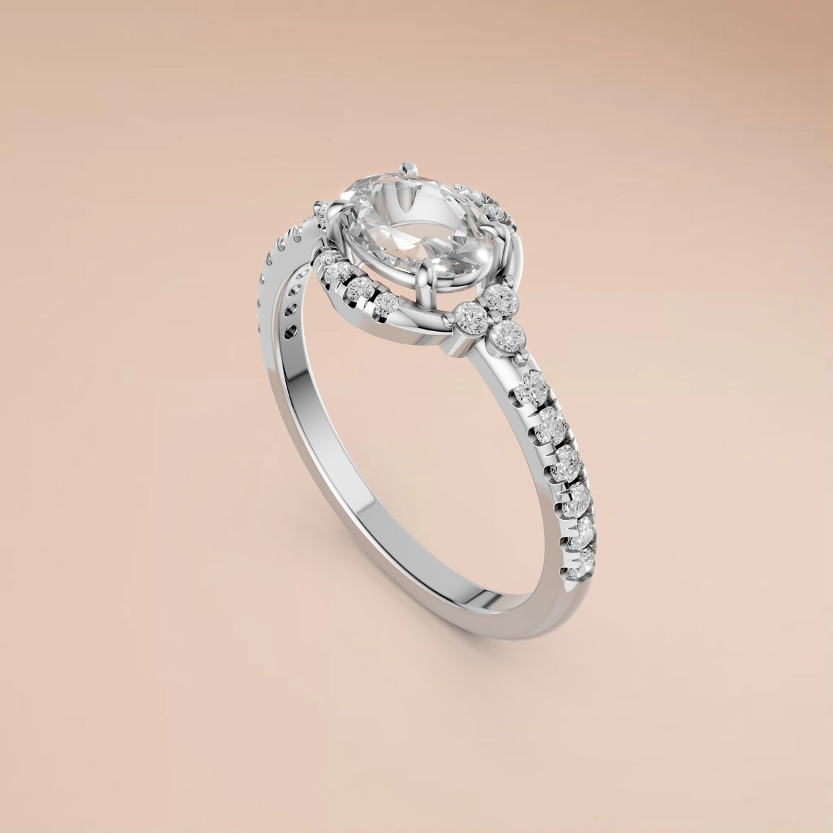 Odette Oval Halo Diamond Engagement Ring