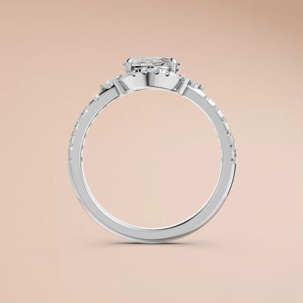 Odette Oval Halo Diamond Engagement Ring