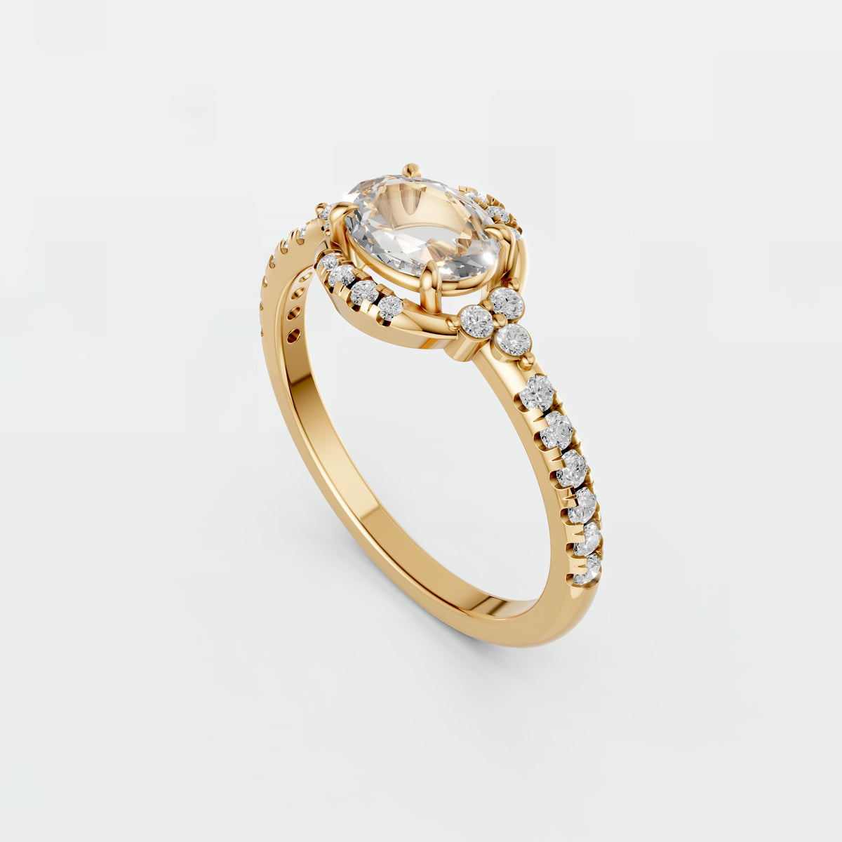 Odette Oval Halo Diamond Engagement Ring