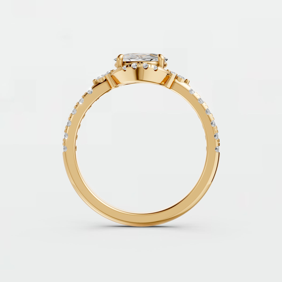 Odette Oval Halo Diamond Engagement Ring