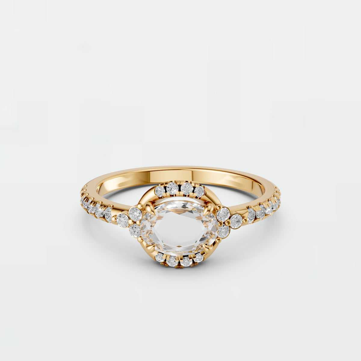 Odette Oval Halo Diamond Engagement Ring