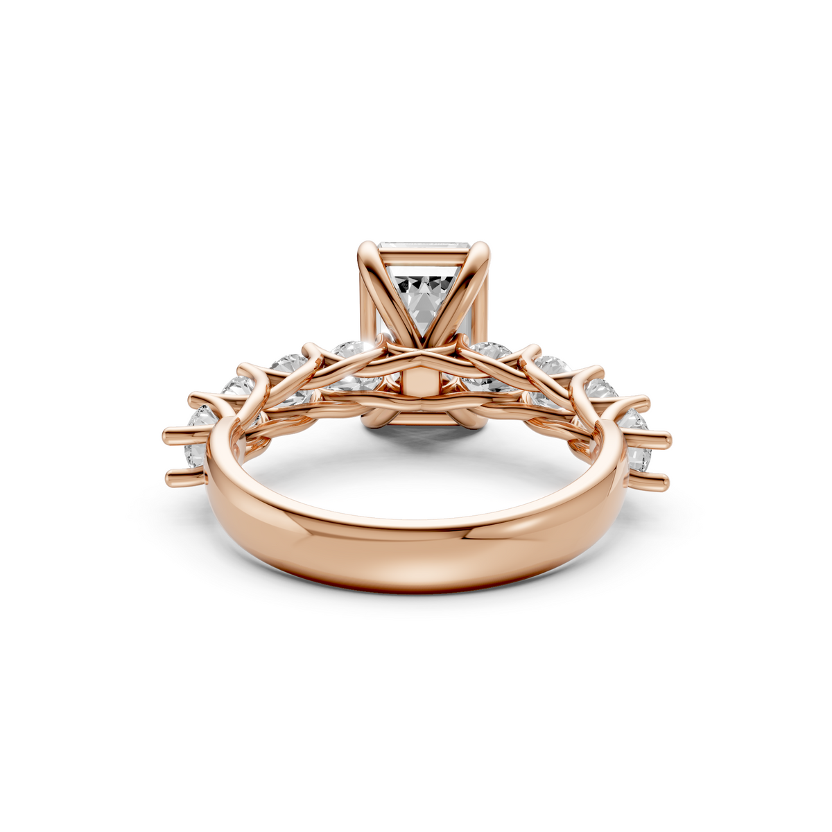 Valentina Emerald & Round Cut Diamond Engagement Ring