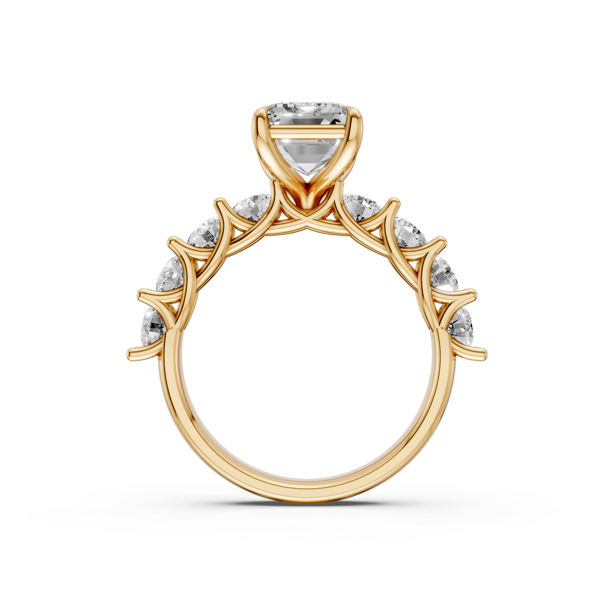 Valentina Emerald & Round Cut Diamond Engagement Ring