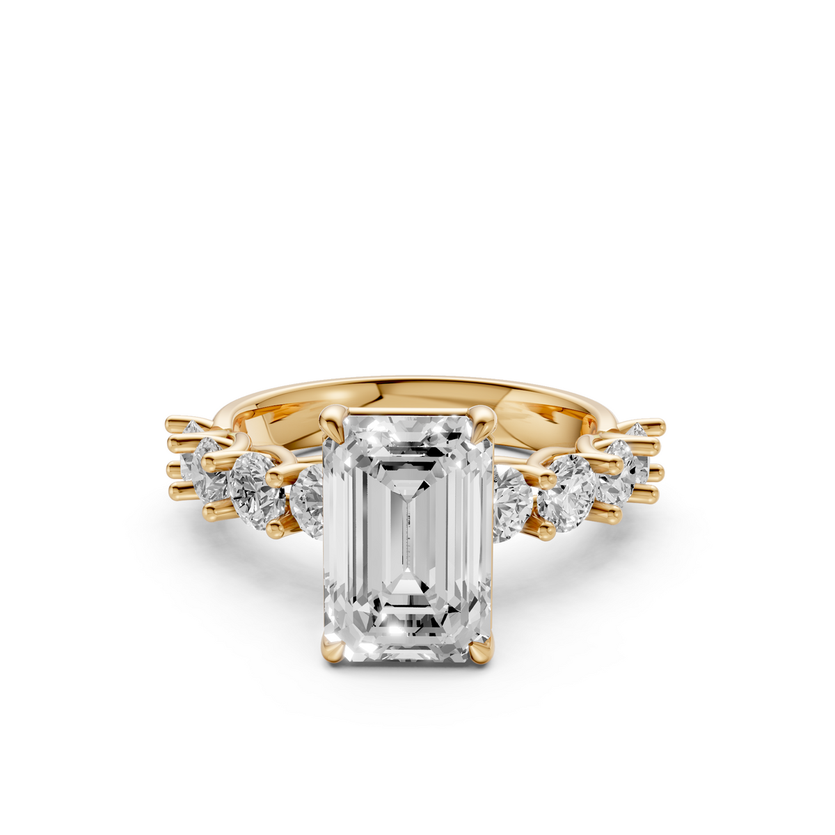 Valentina Emerald & Round Cut Diamond Engagement Ring