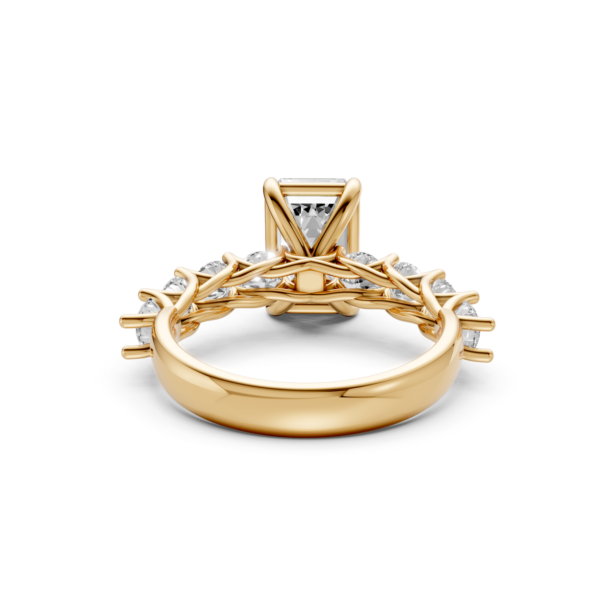 Valentina Emerald & Round Cut Diamond Engagement Ring