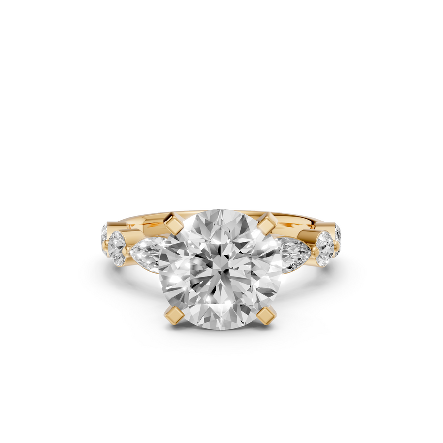 Celeste Halo Round & Marquise Diamond Engagement Ring