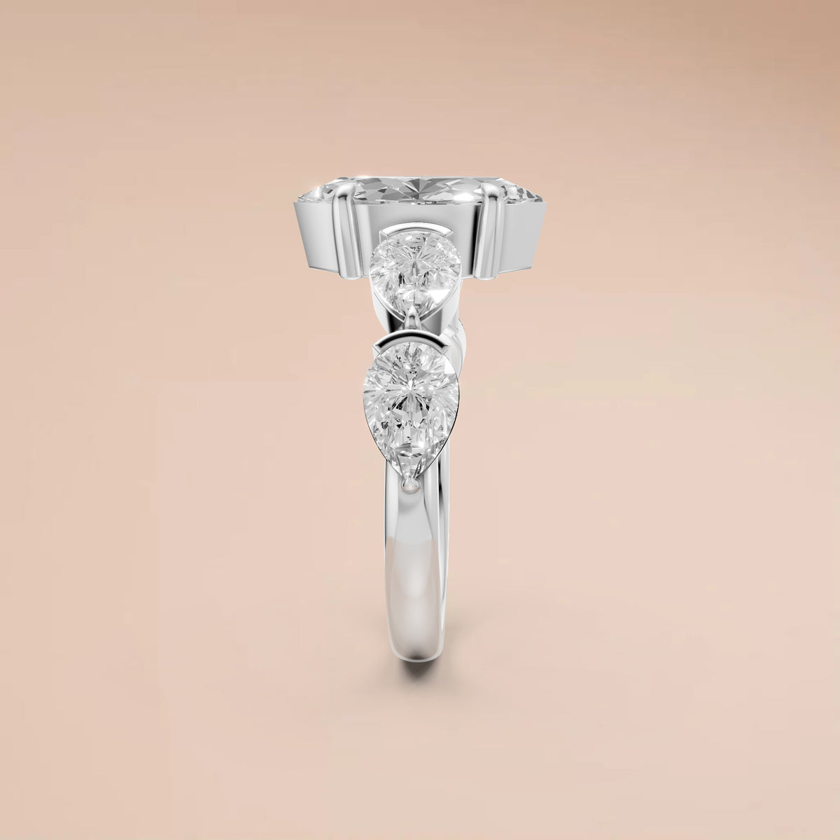 Amara Marquise Diamond Pear Side Stone Engagement Ring