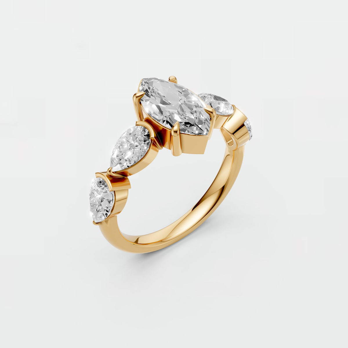 Amara Marquise Diamond Pear Side Stone Engagement Ring