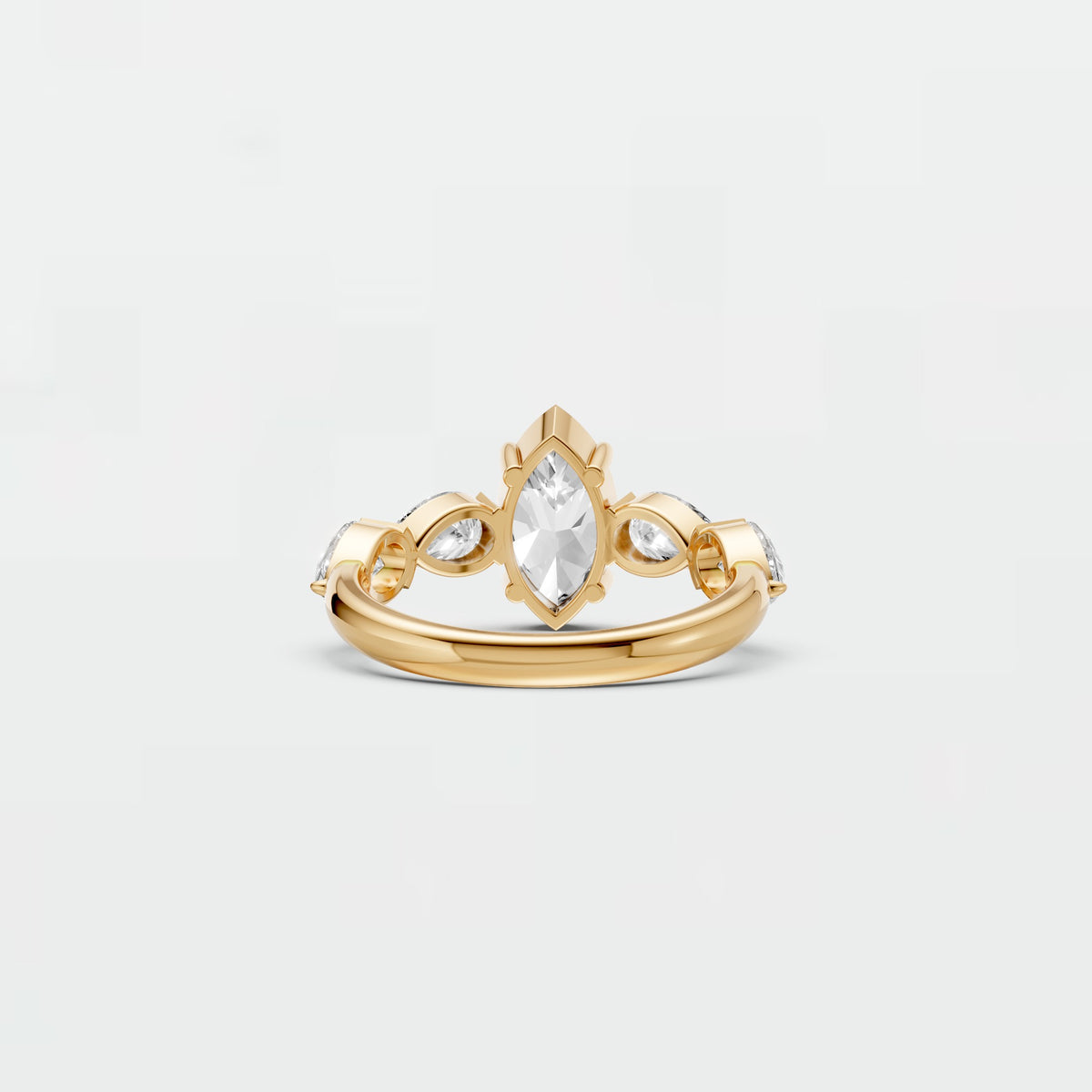 Amara Marquise Diamond Pear Side Stone Engagement Ring