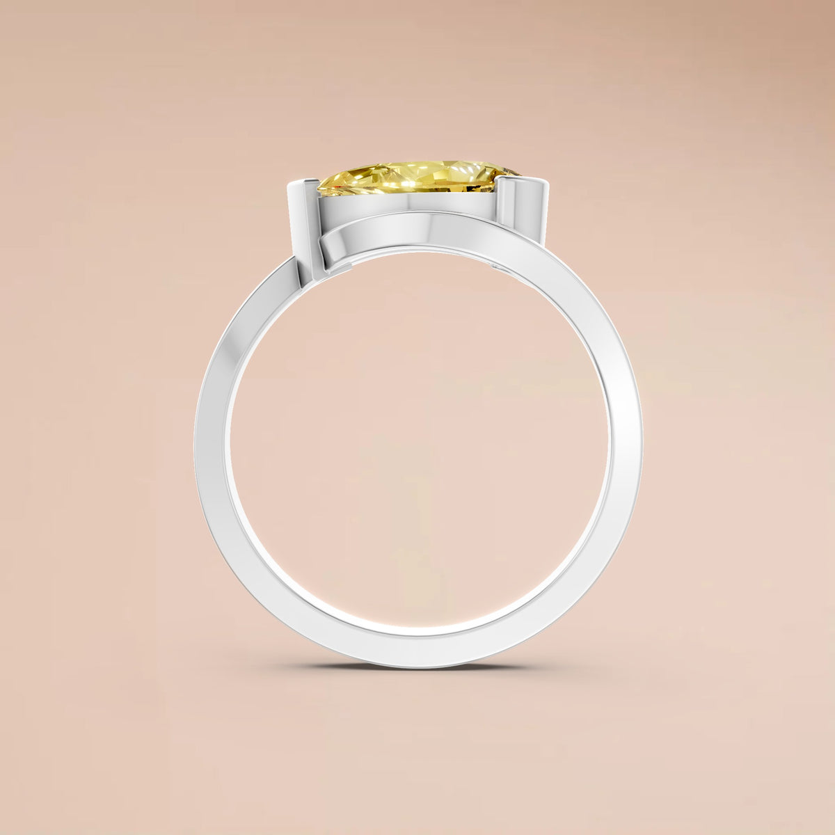 Pear Yellow Diamond Curved Pavé Engagement Ring