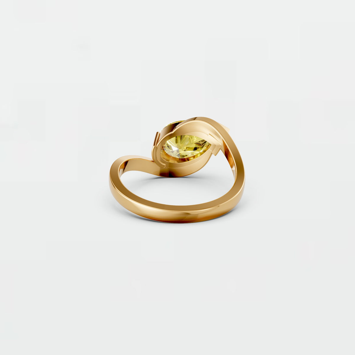 Pear Yellow Diamond Curved Pavé Engagement Ring