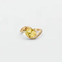 Pear Yellow Diamond Curved Pavé Engagement Ring