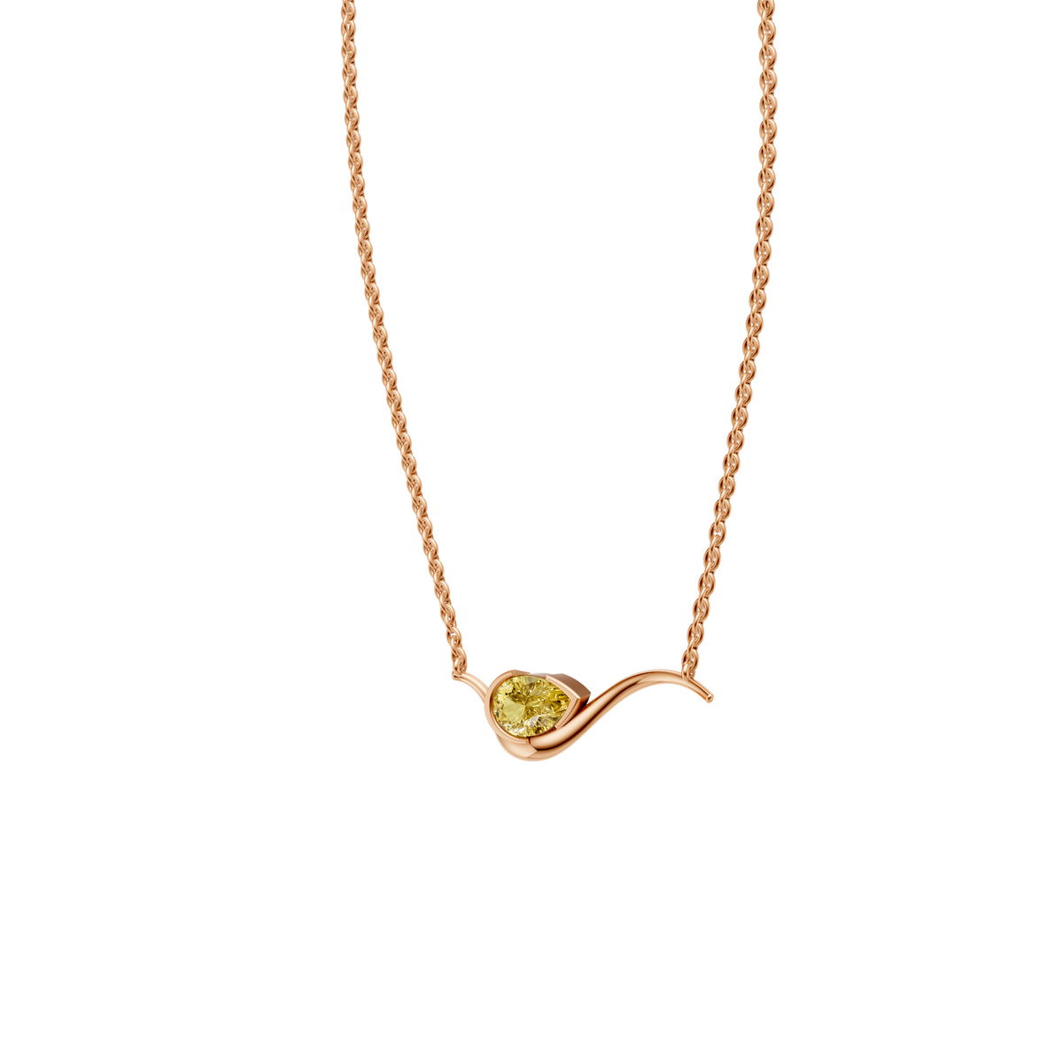 Willow Pear Cut Yellow Diamond Wave Pendant Necklace