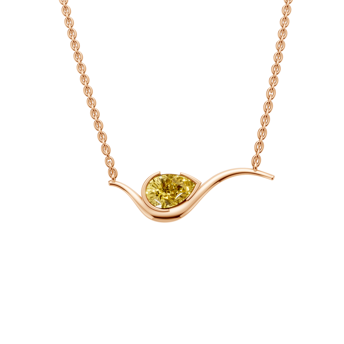 Willow Pear Cut Yellow Diamond Wave Pendant Necklace