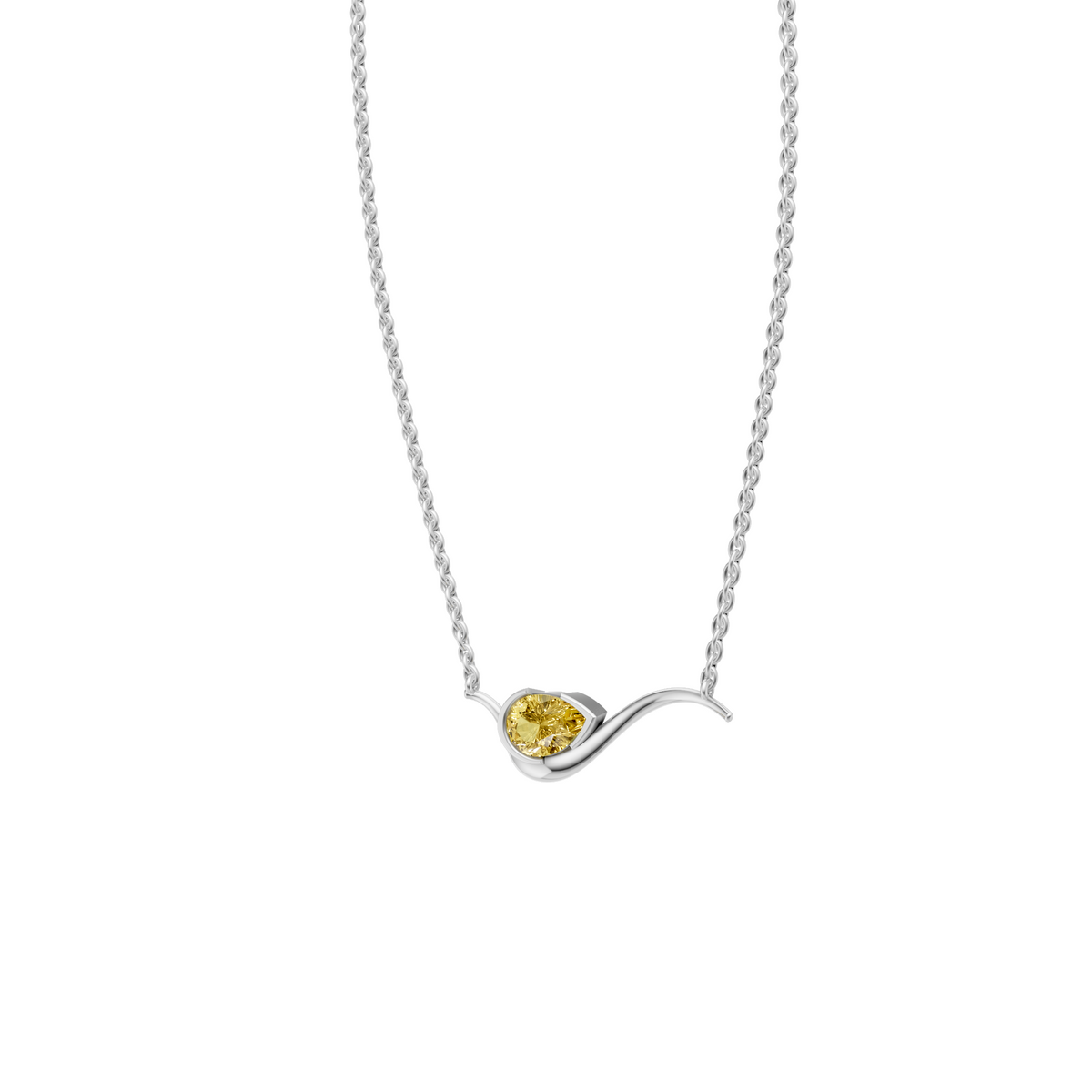 Willow Pear Cut Yellow Diamond Wave Pendant Necklace