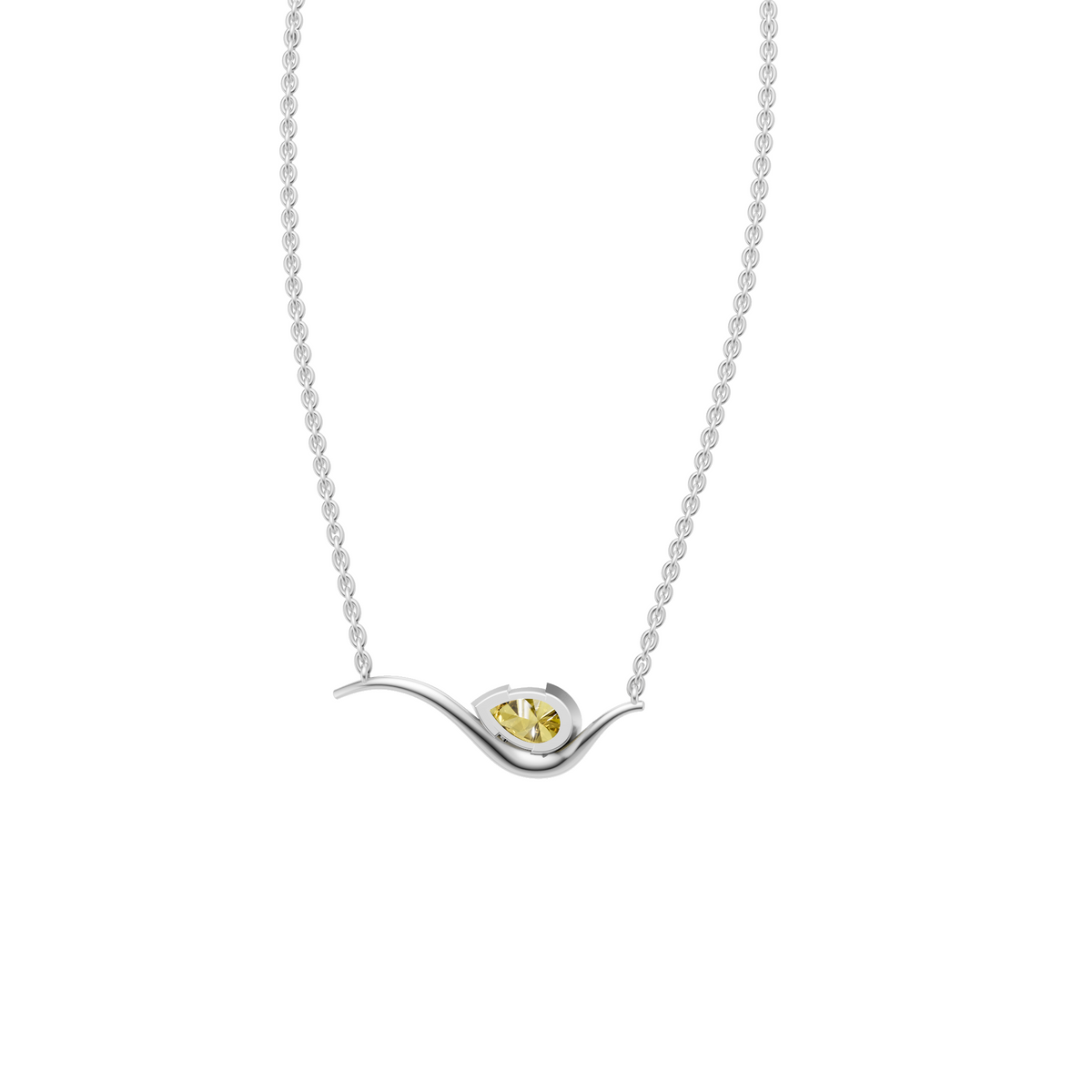 Willow Pear Cut Yellow Diamond Wave Pendant Necklace