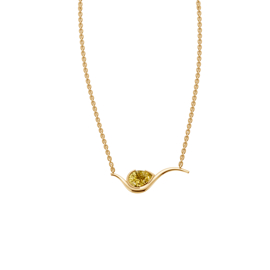 Willow Pear Cut Yellow Diamond Wave Pendant Necklace