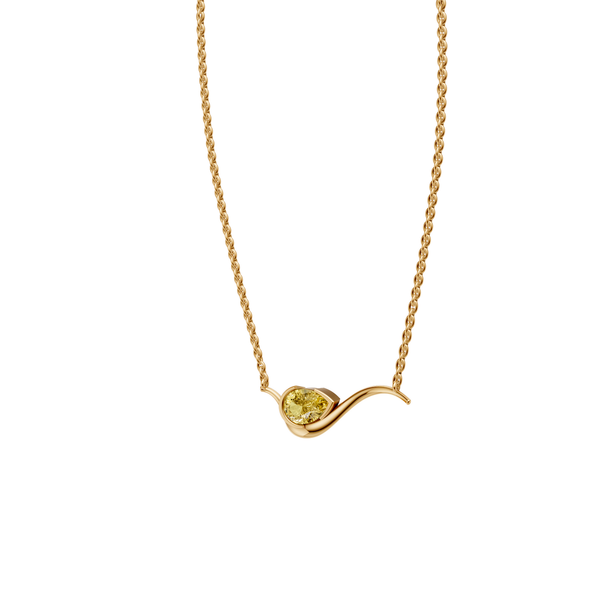 Willow Pear Cut Yellow Diamond Wave Pendant Necklace