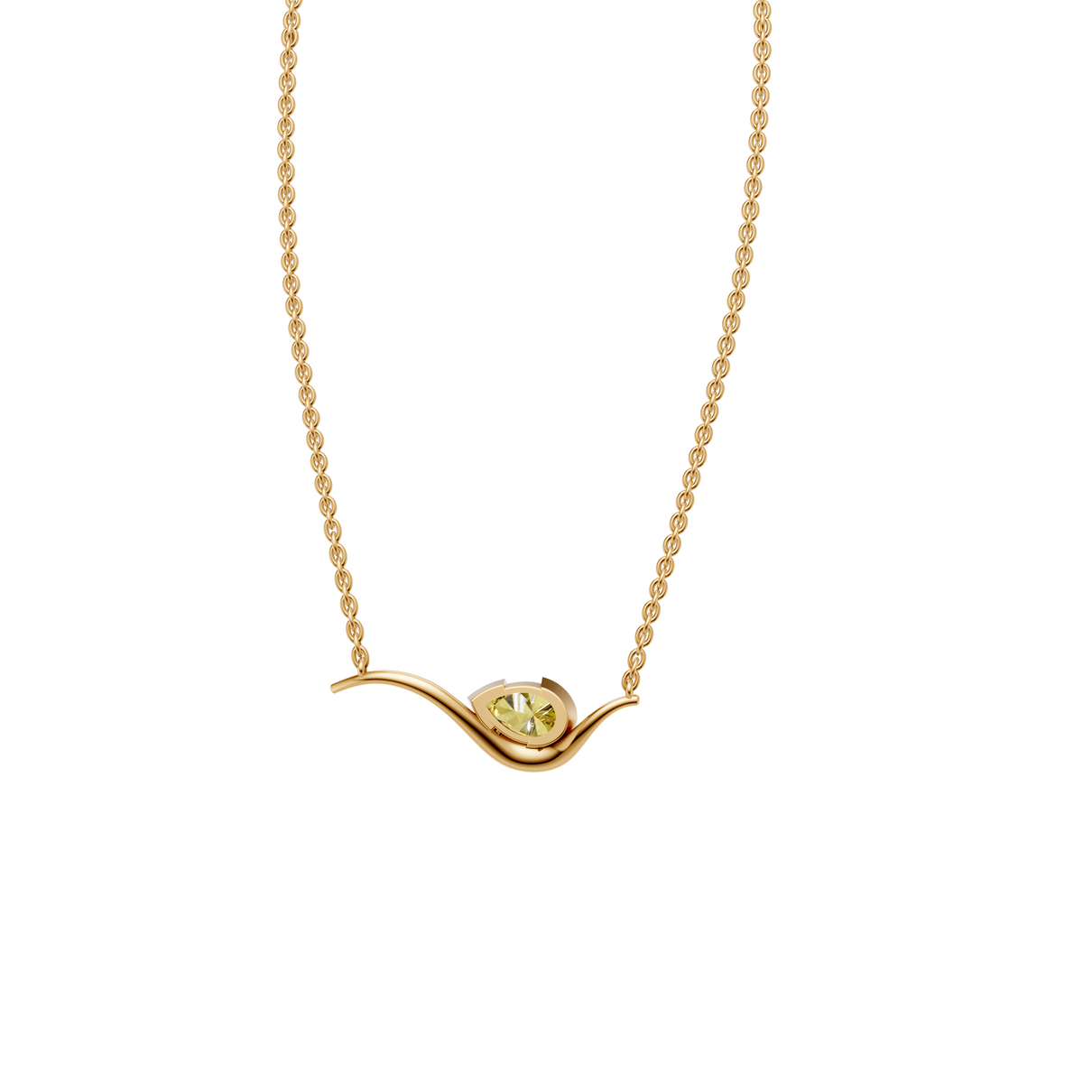 Willow Pear Cut Yellow Diamond Wave Pendant Necklace