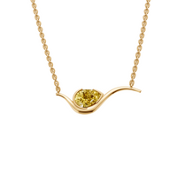 Willow Pear Cut Yellow Diamond Wave Pendant Necklace