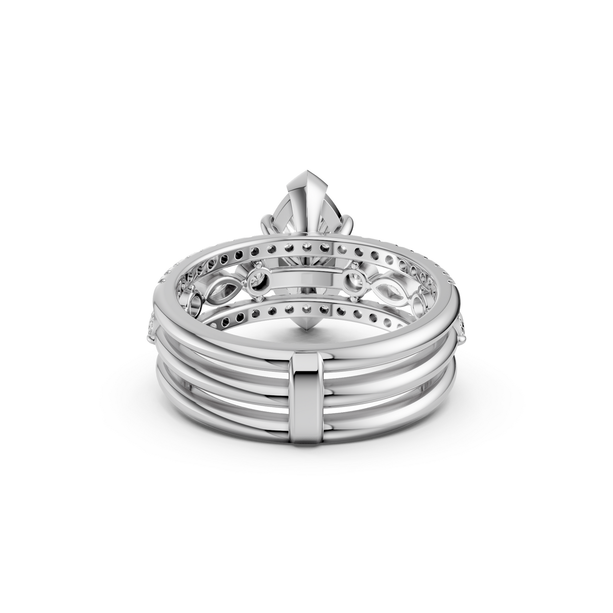 Valentina Marquise Diamond Triple Row Pavé Engagement Ring