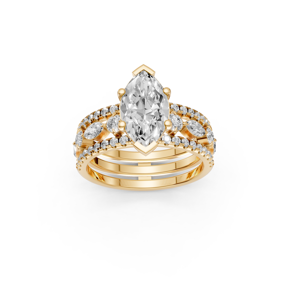 Valentina Marquise Diamond Triple Row Pavé Engagement Ring