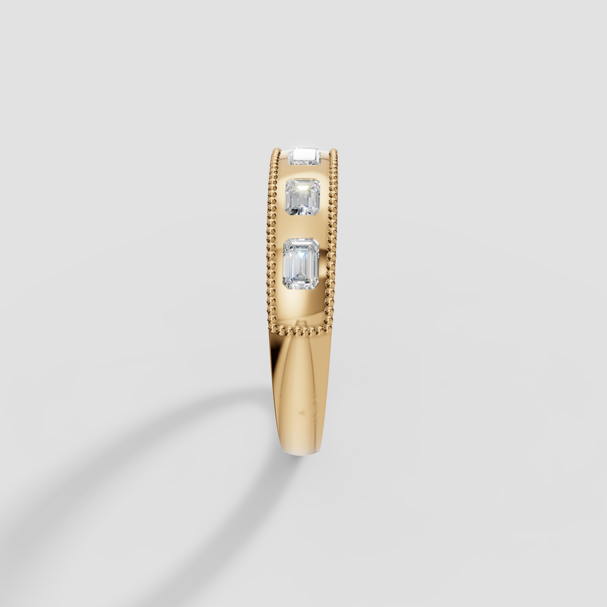 Aria Emerald Cut Diamond Milgrain Band Ring in Gold