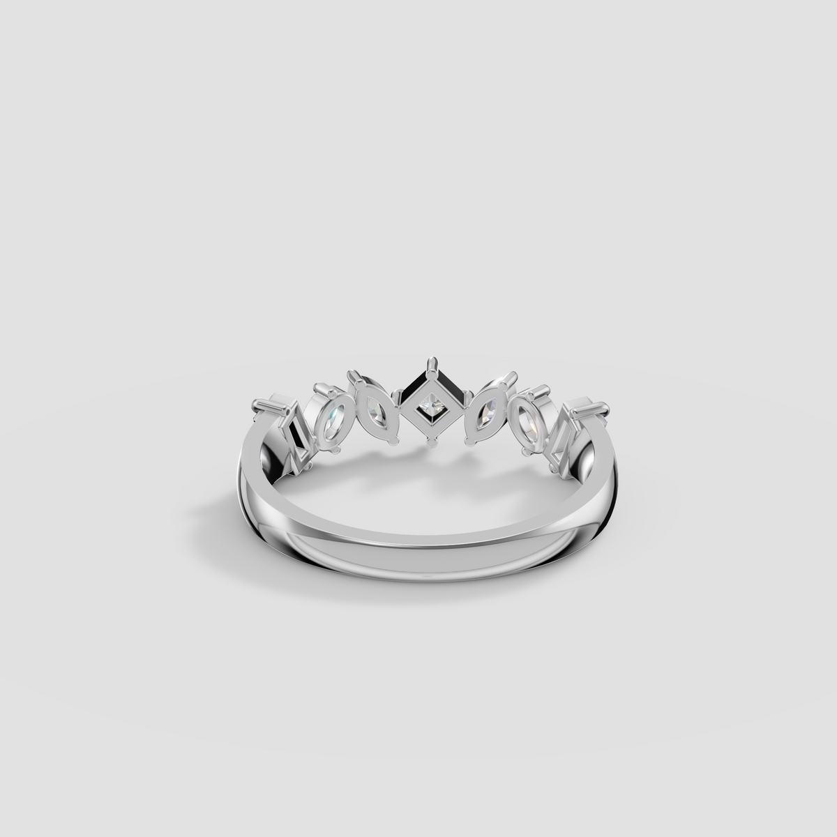 Mixed Shape Princess, Marquise, Oval and Baguette Diamond Wedding Band in 14K Gold