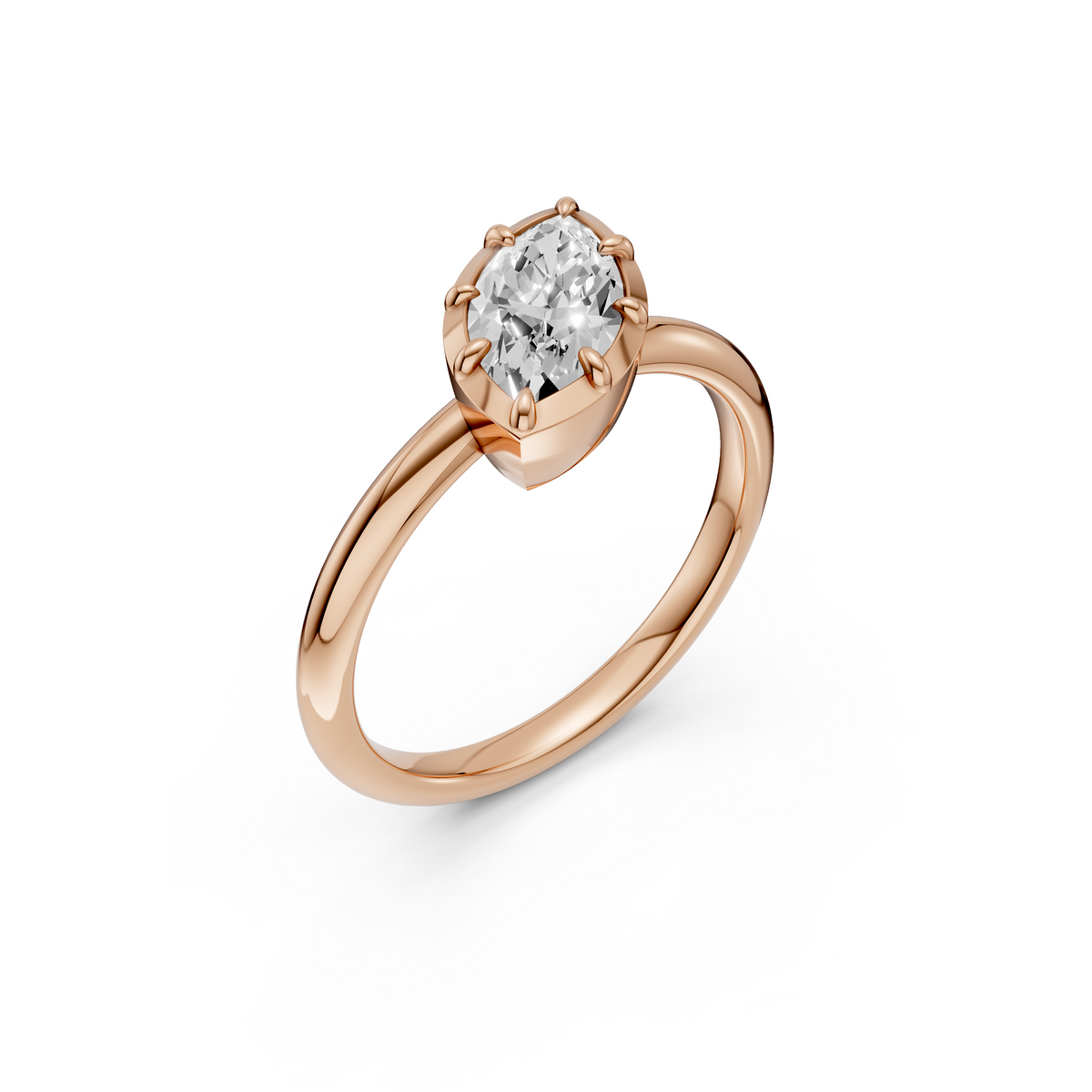 Minimalist Marquise Diamond Engagement Ring in Gold