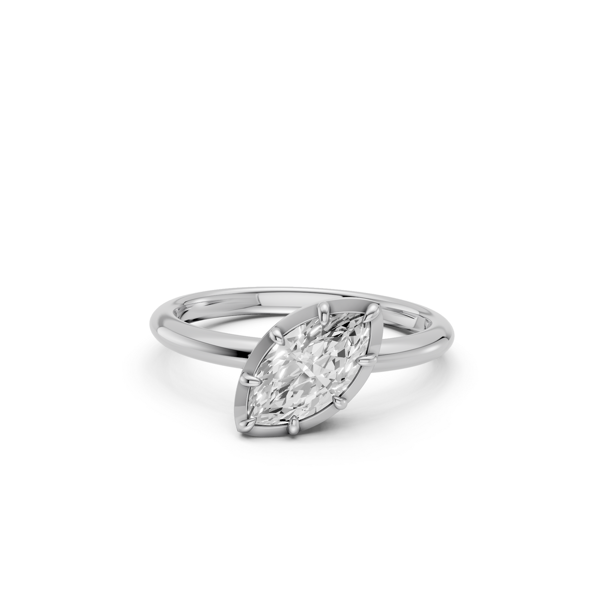Minimalist Marquise Diamond Engagement Ring in Gold