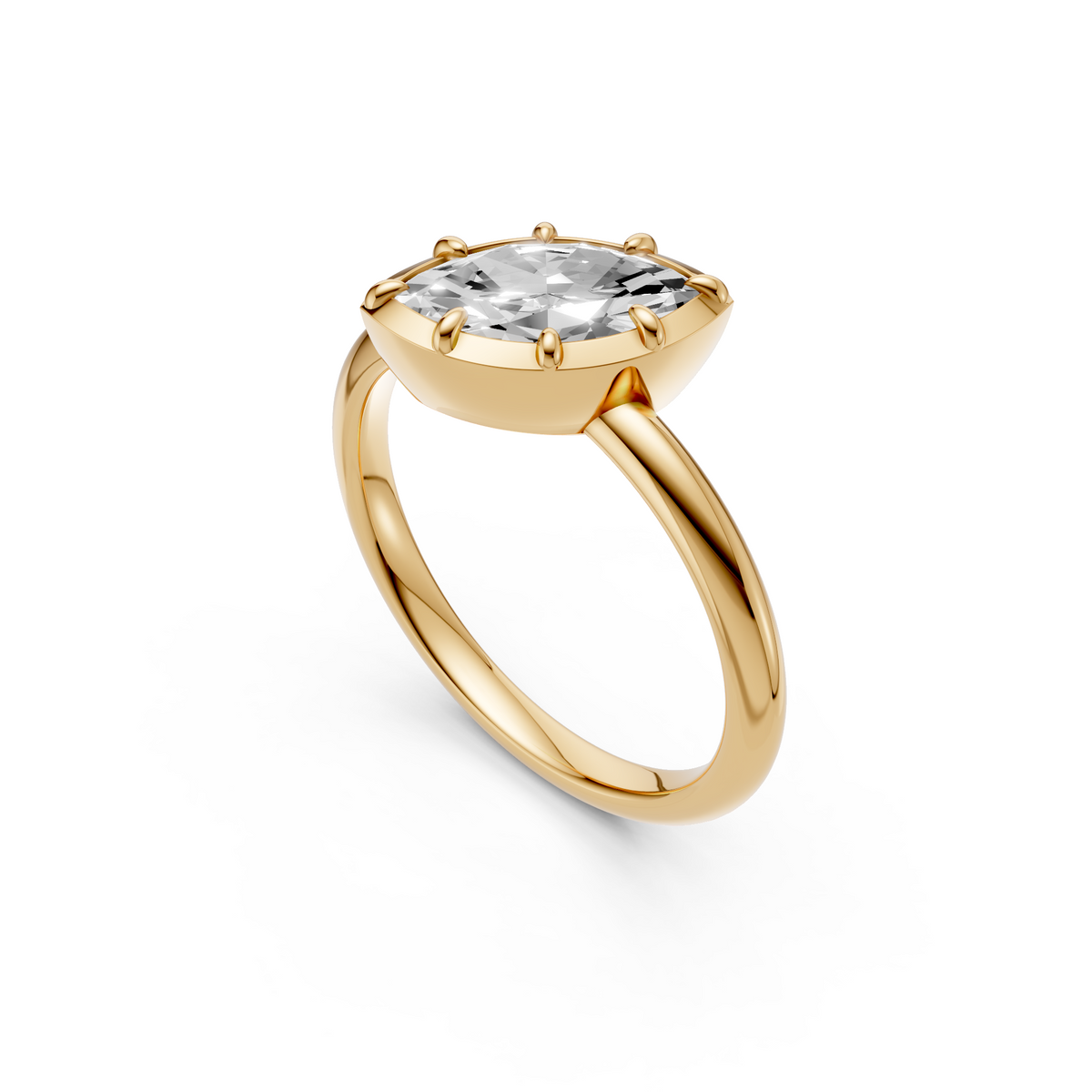 Minimalist Marquise Diamond Engagement Ring in Gold