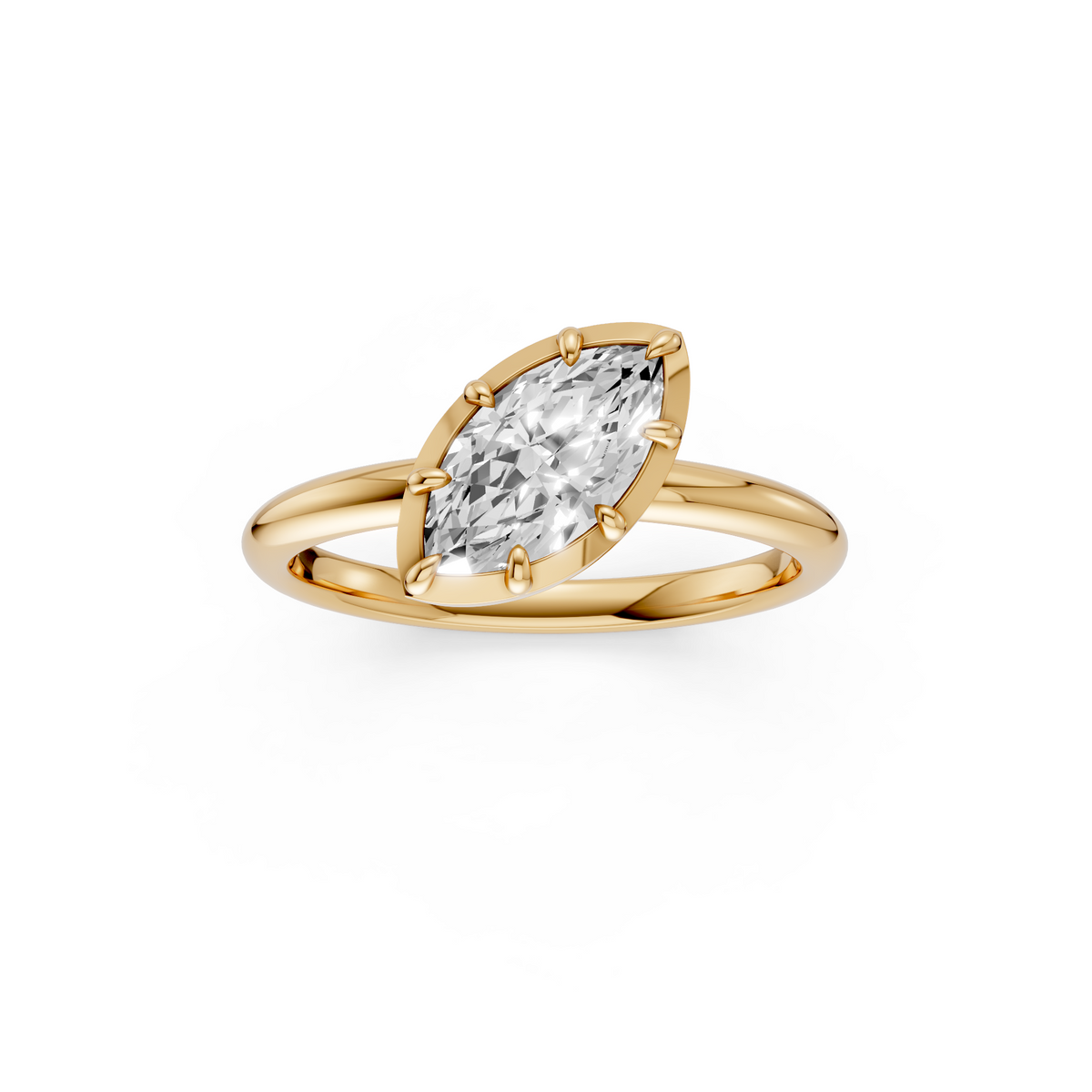 Minimalist Marquise Diamond Engagement Ring in Gold
