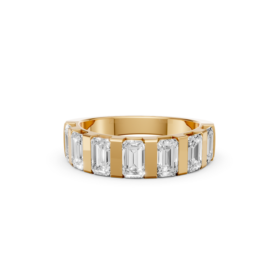 Elara Seven Stone Emerald Cut Diamond Wedding Band