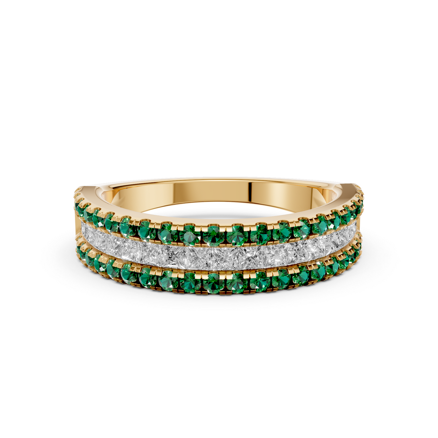 Sienna Princess & Round Diamond Triple Row Eternity Band