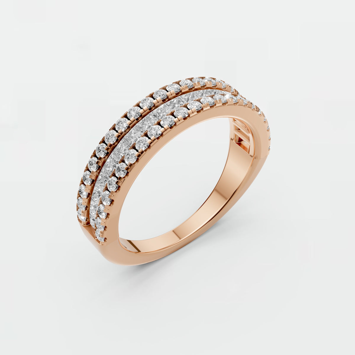 Sienna Princess & Round Diamond Triple Row Eternity Band