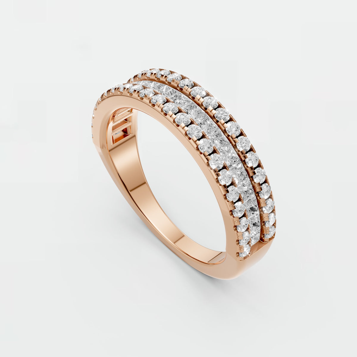Sienna Princess & Round Diamond Triple Row Eternity Band