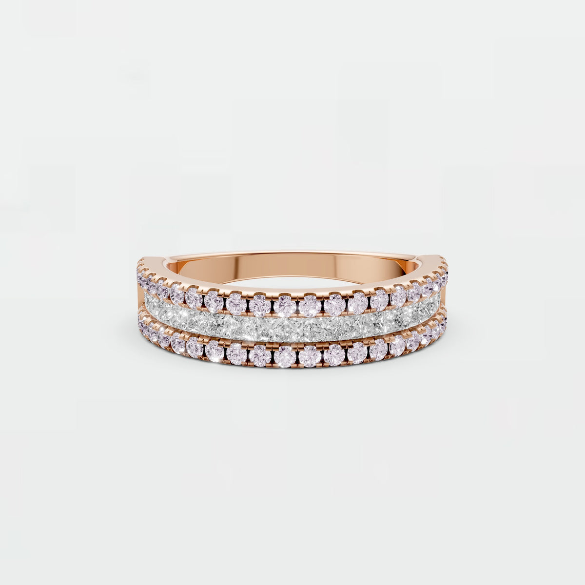 Sienna Princess & Round Diamond Triple Row Eternity Band
