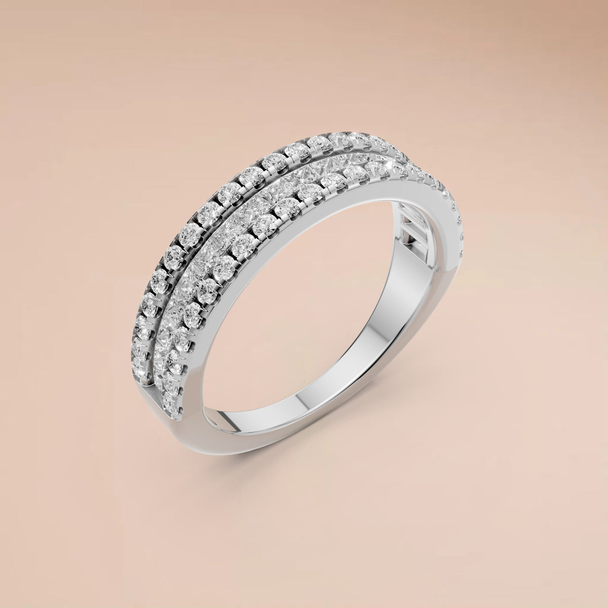 Sienna Princess & Round Diamond Triple Row Eternity Band