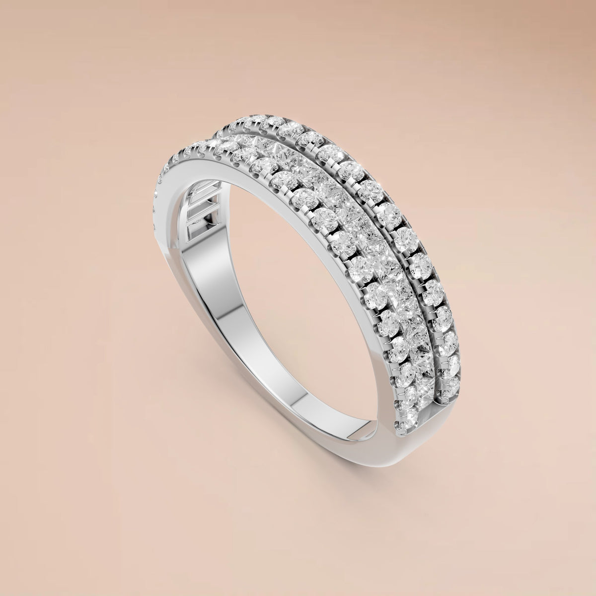 Sienna Princess & Round Diamond Triple Row Eternity Band